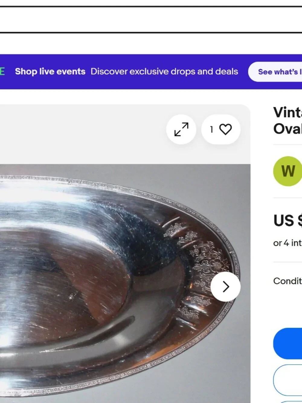 Vintage Heirloom Plate Silver Plated Oval Serving Platter